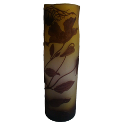 Émile Gallé, vase pâte de verre, rouleau, col trilobé, hauteur 25 cm #1742#