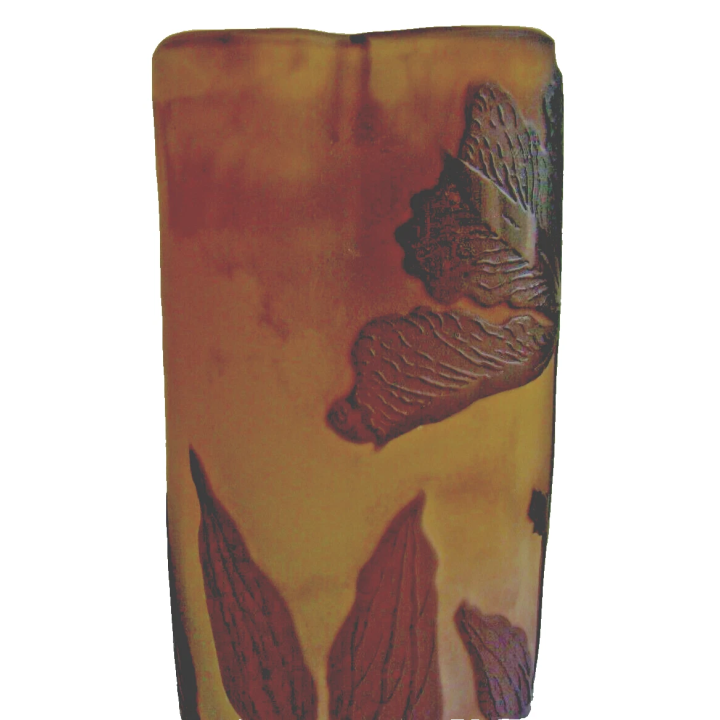 Émile Gallé, vase pâte de verre, rouleau, col trilobé, hauteur 25 cm #1742#